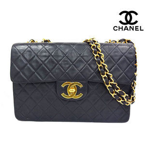 Chanel Big Black Bag Matelasse Lambskin Shoulder Chain Double